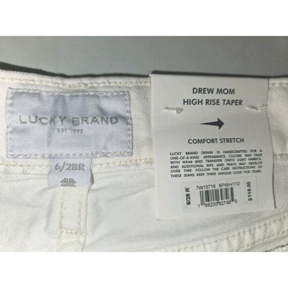 NWT! LUCKY BRAND Denim Drew Mom High Rise Taper Jean White Stretch 6/28R $119 - Picture 5 of 10